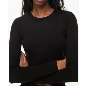 Aritzia Sunday Best Black Long Sleeve Crew Neck Size XS